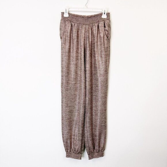 Anthropologie Pink Metallic Joggers Women’s Size Small Lined Pants Pull On Waist - Picture 1 of 8